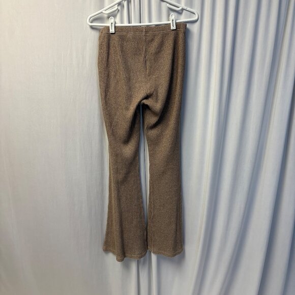 Xhilaration Brown Ribbed Flared Pants Womens Size Large Stretch Pull On Hippie - Picture 2 of 7